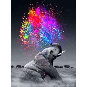 éléphant poussières colorées