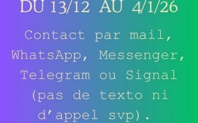 Départ pour 3 semaines !